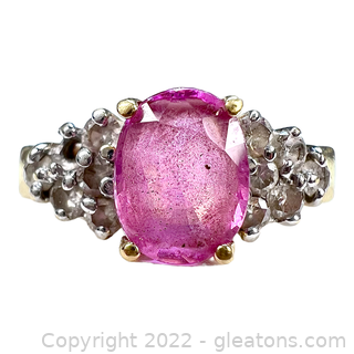 LeVian 18KT Yellow Gold Pink Sapphire & Diamond Ring