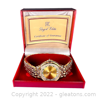Ladies Pagol Elite Quartz 18K Gold Electroplated Watch
