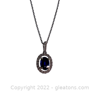 14kt White Gold Sapphire and Diamond Necklace