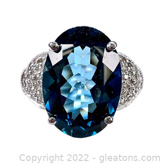 14kt White Gold London Blue Topaz Diamond Ring