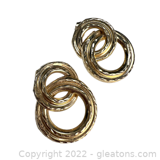 14kt Yellow Gold Double Link Drop Earrings