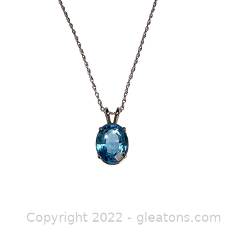 14kt Yellow Gold Swiss Blue Topaz Solitaire Necklace