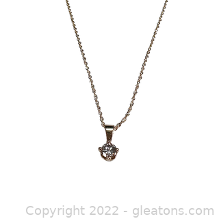 14kt Yellow Gold Solitaire Diamond Necklace