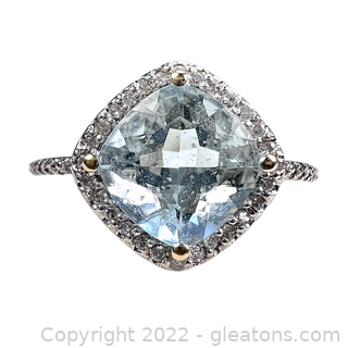 10kt White Gold Aquamarine & Diamond Ring