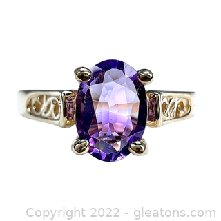14kt Yellow Gold Amethyst Solitaire Ring
