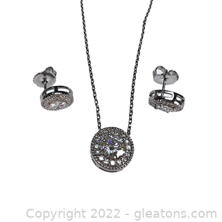 Beautiful Sterling Silver Moissanite Necklace & Earring Set