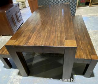 Fabulous Farm House Style Dining Table and Two Benches 