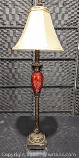 Elongated Table Lamp with Nice Red Accent (A) 
