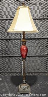 Elongated Table Lamp with Nice Red Accent (B)