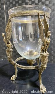 Cool Neoclassical Glass Hurricane Candle Holder 