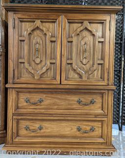 Rustic Armoire Chest w/ Glass Top 