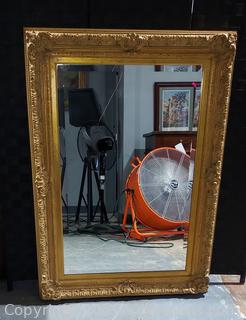 Large Beveled Mirror in Ornate Gold Frame 