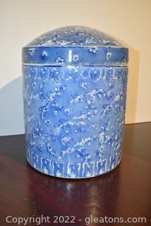 Cherry Blossom Print on Large Ginger Jar - Blue & White 