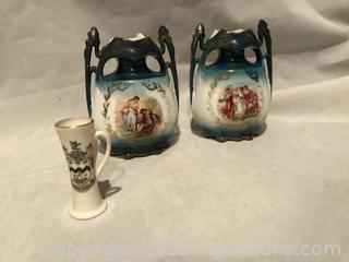 Vintage Victorian Courting Couple Vases