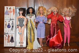 35th Anniversary Nostalgic Barbie /  Princess of the Nile Barbie and 3 Other Blonde Barbie 
