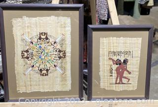 Pair of Framed Egyptian Papyrus