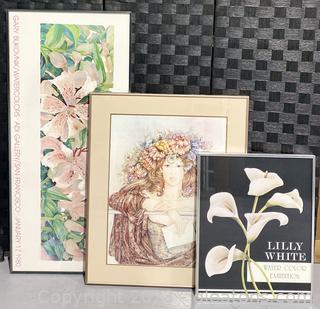 Watercolors & White Lillies Framed Posters 