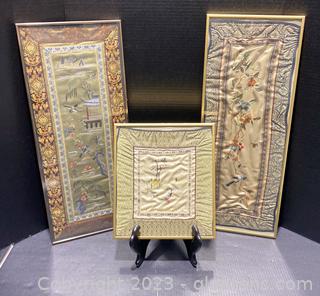 Asian Embroidered Silk in Frames