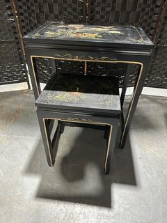 Asian Handpainted Nesting Tables (Lot of 2) 