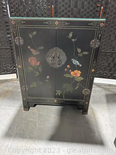 Asian Carved Detail Storage Cabinet 