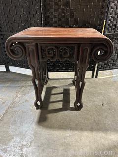 Unique Asian Carved Wood Side Table 