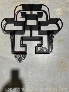 Asian Carved Wood Wall Shelf 