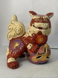 Handpainted Vintage Japanese Kutani Gilt Porcelain Foo Dog