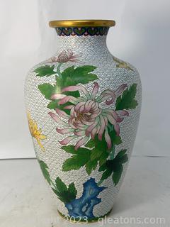 Beautiful Cloisonne and Brass Floral Vase