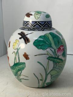 Floral Dragonfly Ginger Jar Made in Macall