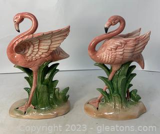 Pair of Fitz and Floyd Flamingo Figurines