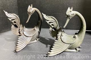 Pair of Mythical Metal Bird Sculptures by Santi's
