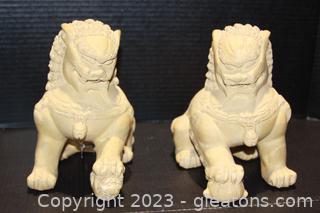 Pair of Foo Dog Heavy Sculptures 