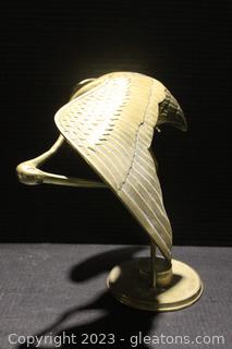 Vintage Large Brass Asian Crane Sculpture