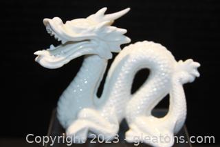 Vintage Asian Ceramic White Dragon Figurine 