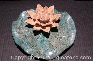 Lily Pad Flower Ceramic Dish 