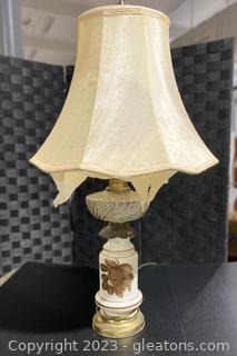 White Porcelain Table Lamp with Apple Motif