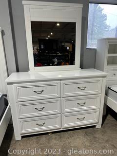 White 6 Drawer Dresser with Mirror 