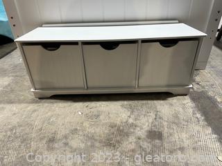 Kid Craft White Storage Bench with 3 Wood Bins 