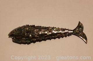 Vintage Mexican Abalone Articulated Fish Bottle Opener