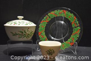 Lenox Holiday Bowls & Avon Holiday Platter