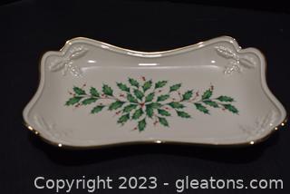 Lenox Holiday Canape Plate Holly Berries