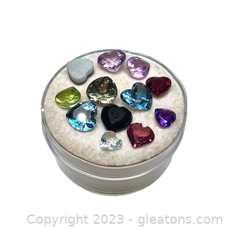 Loose Heart Gemstone Lot Multiple Types of Stones