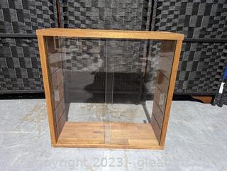 Wood Display Case with Double Sliding Glass