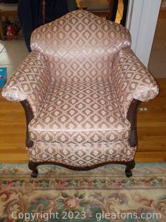 Beautiful Vintage Rolled Arm Accent Chair w/Silk Upholstry
