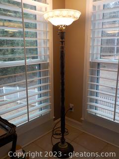 Vintage Torchiere Floor Lamp with Gilded Metal Construction