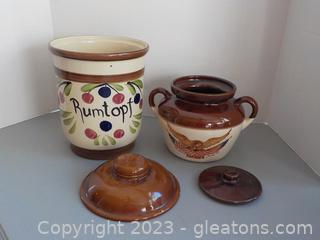 German Rumtopf (Fruit Crock) and Wooden Eagle Crock From the National Gallery of Art (Circa 1960s)