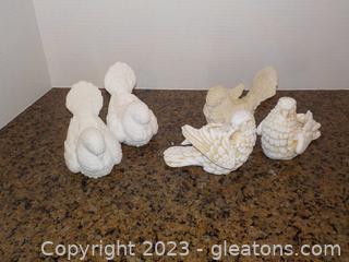 Group of 5 Italian Alabaster Sculpted Doves