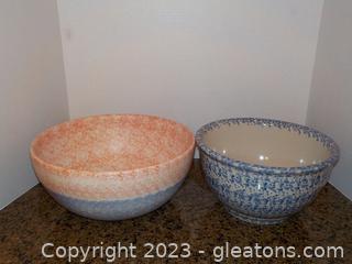 Two Large Mixing Bowl Ceramic Style