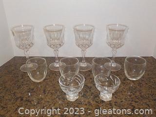 Variety of Crystal and Glass Cocktail Glasses (10 Total)