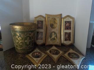 Handmade Wooden Gilded Vintage Décor From Italy (7 Pieces)